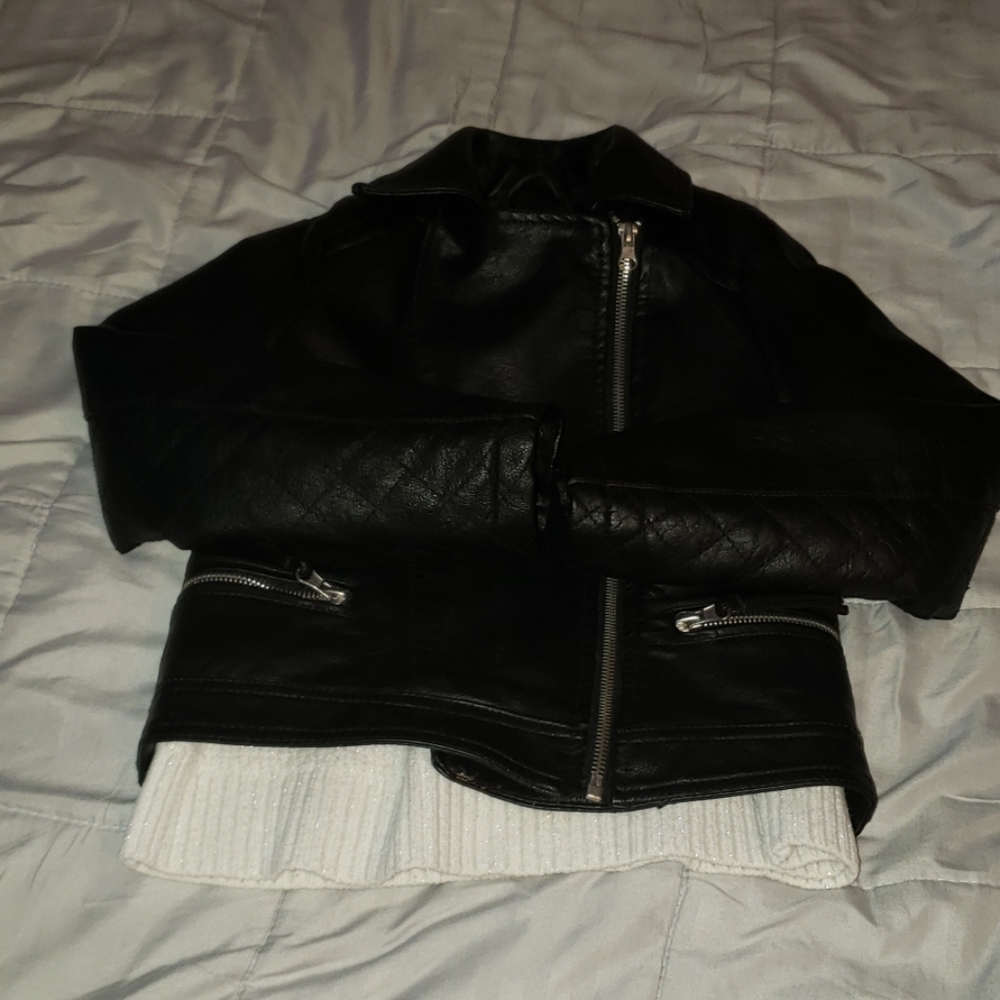 Faux leather biker jacket